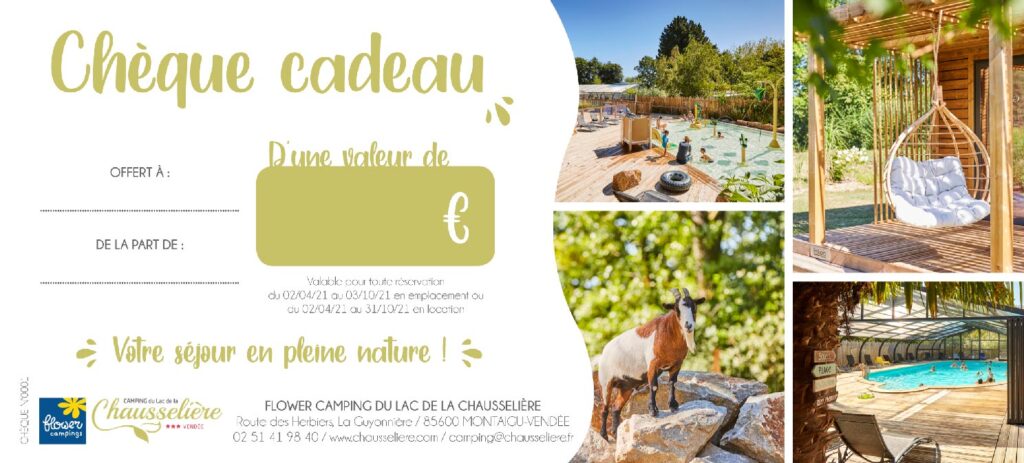 Cheque cadeau flower camping du lac de la chausseliere