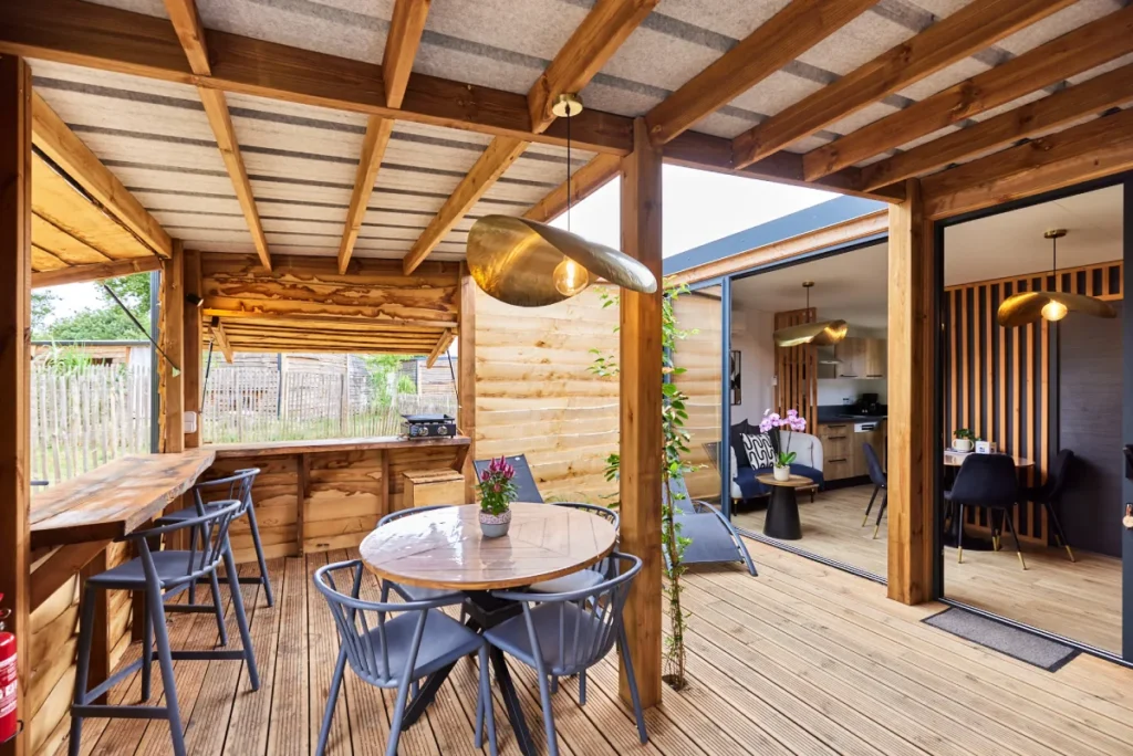 Premium Cabane Côté Nature met Spa 35m ² 5 P. (2 slaapkamers) + airconditioning + overdekt terras