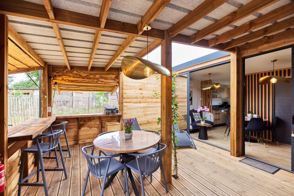 Premium Cabane Côté Nature met Spa 35m² 5 P. (2 kamers) + airconditioning + overdekt terras