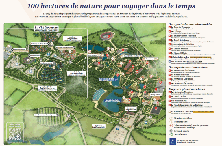 Plan détaillé du parc du Puy Du Fou