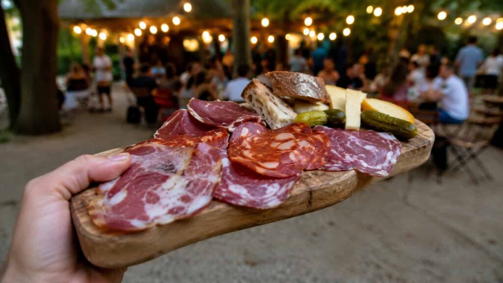Zoom planche de charcuterie guinguette